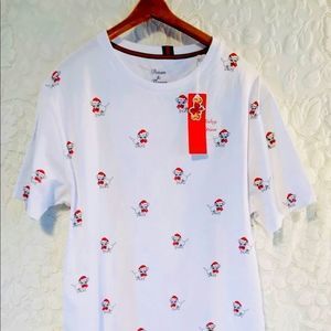 NEW Ricky Singh Denim & Flower Holiday Edition Men's T Shirt Large Dog Christmas